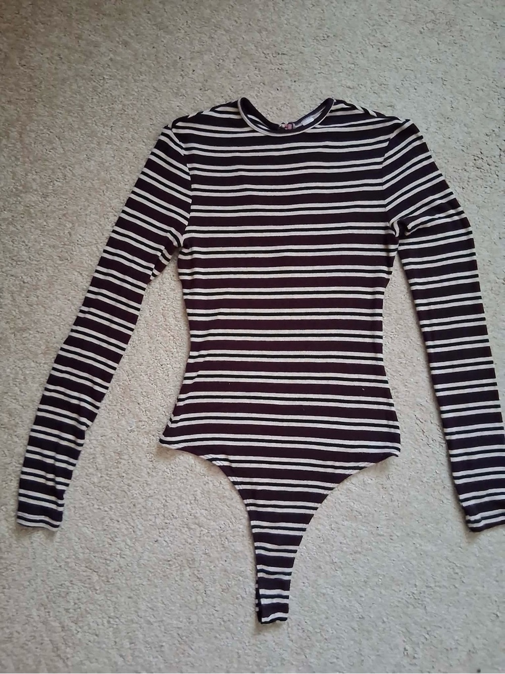 American Apparel Black & White Striped Long Sleeve Bodysuit